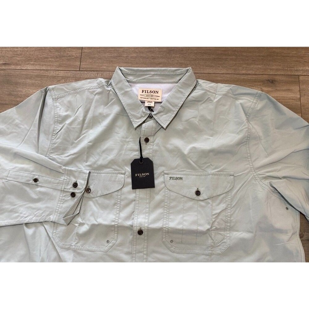 Filson Twin Lakes Sport Shirt Mens 3XL Soft Moss Long Sleeve Vented Lightweight - Picture 5 of 10